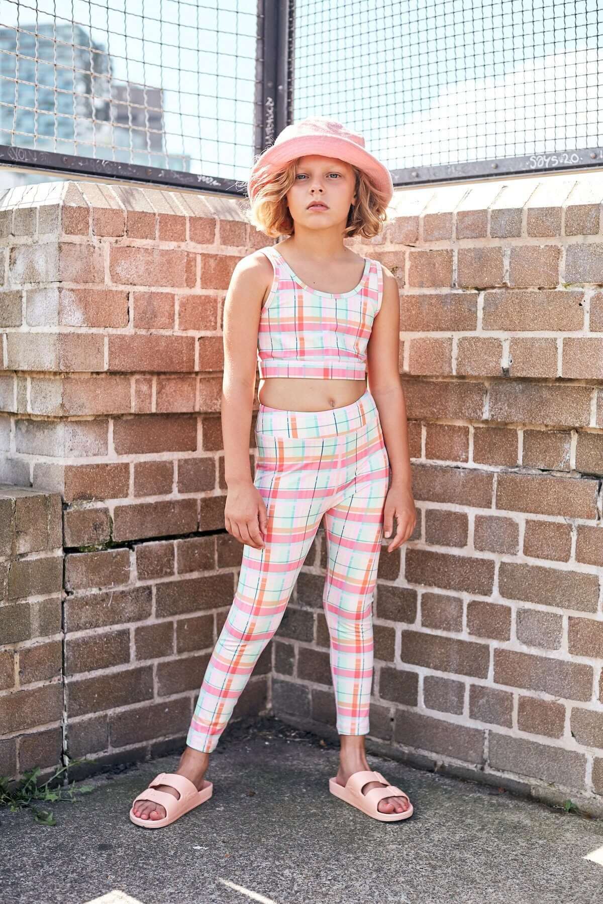 Girls Sports Leggings | Rainbow Check | For Kids, Tweens & Teens