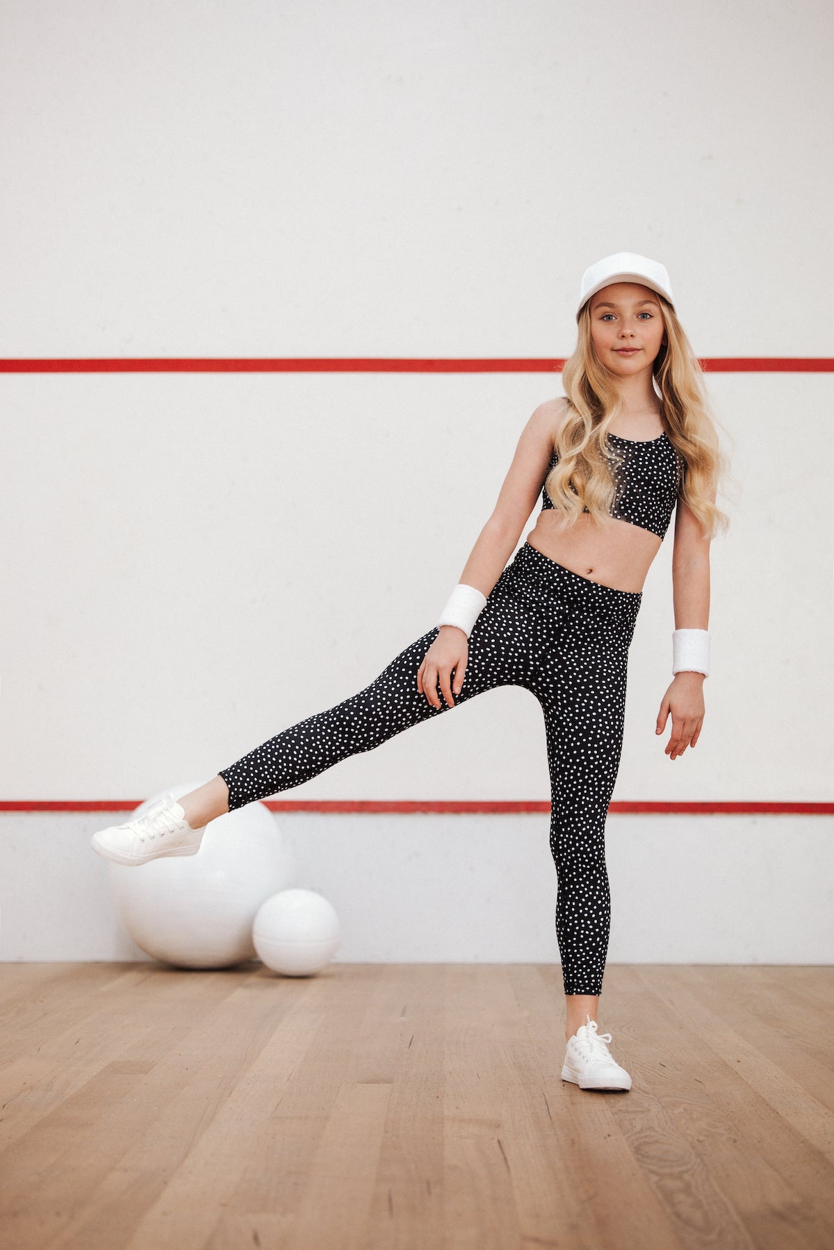 Girls Sports Leggings, Black & White